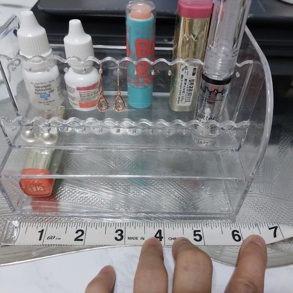 2 Tiers Makeup Clear Acrylic Lipstick Earring Display Stand Very Practical - Picture 7 of 10